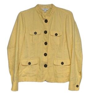 Relativity Womens Linen Jacket Yellow Small